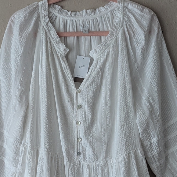 J Jill Dress Womens 2X Lagenlook Coastal Boho Tiered Ruffle Puff Sleeve Cottage - Picture 13 of 15